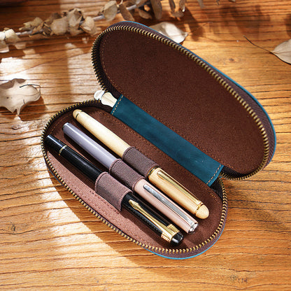 Handmade Minimalist 3 Slot Leather Pen Case