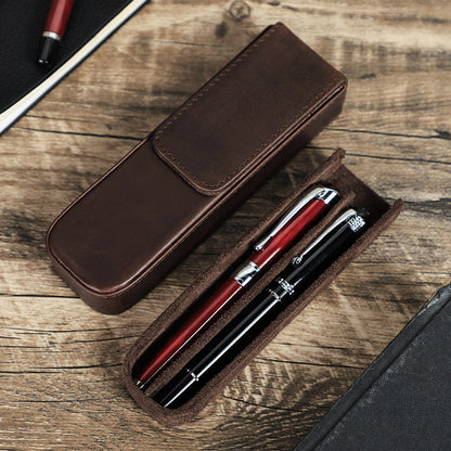 Handmade Removable Pen Tray 2 Slots Leather Pen Case