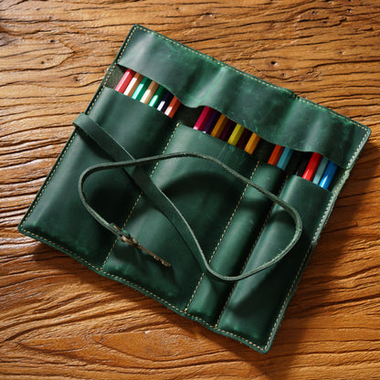 Handmade Curtain Roller Leather Pencil Pouch