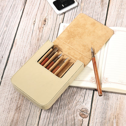 Handmade Detachable Pen Tray 6 Slots Leather Pen Case