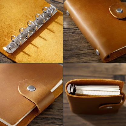 Handmade 5 Ring Binder A8 Leather Journal