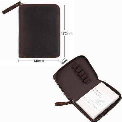 Handmade A6 5 Slot Folio Leather Pen Case