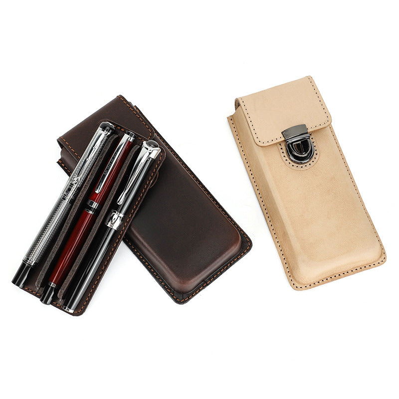 Handmade Detachable Pen Tray 3 Slots Molded Leather Pen Case