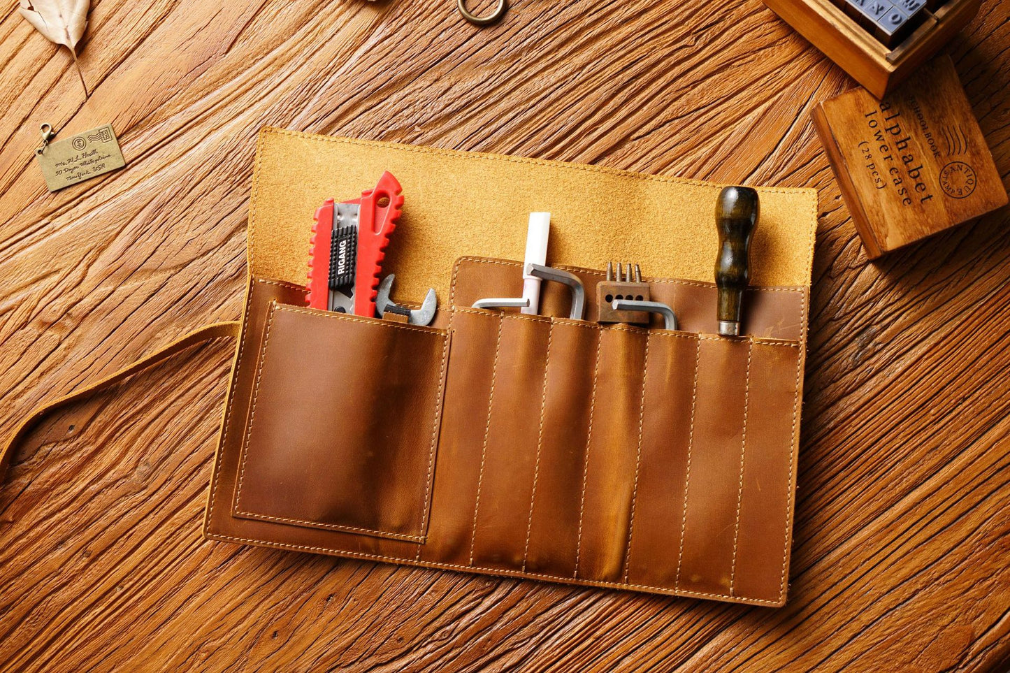 Handmade Roller Leather Pencil Pouch