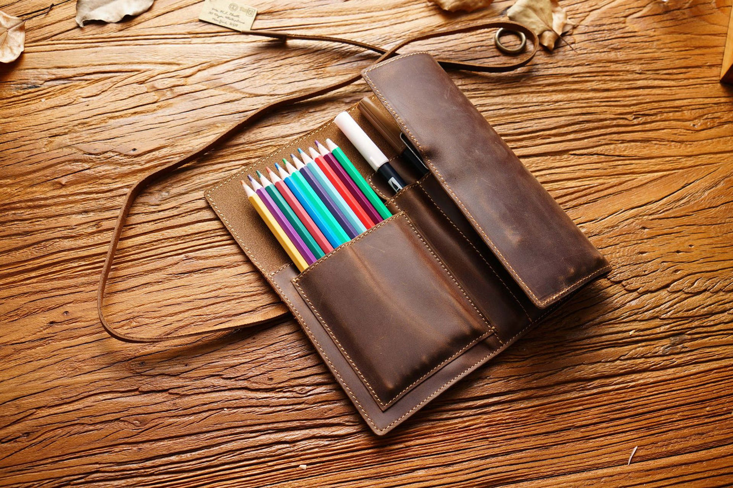 Handmade Roller Leather Pencil Pouch