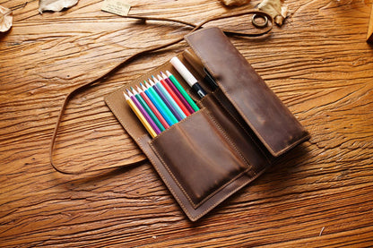 Handmade Roller Leather Pencil Pouch