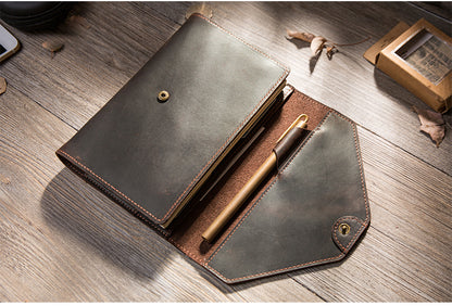 Handmade Trifold 6 Ring Binder A7 Leather Journal