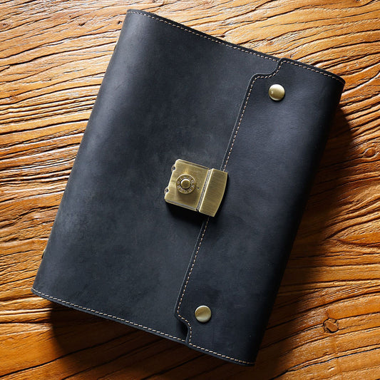 Handmade 6 Ring Binder Password Lock A5 Leather Journal