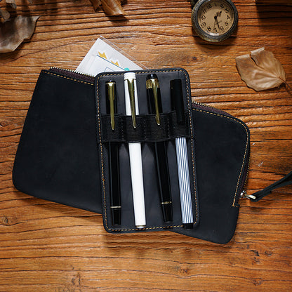 Handmade 4 Slot Insert Pad Leather Pen Case