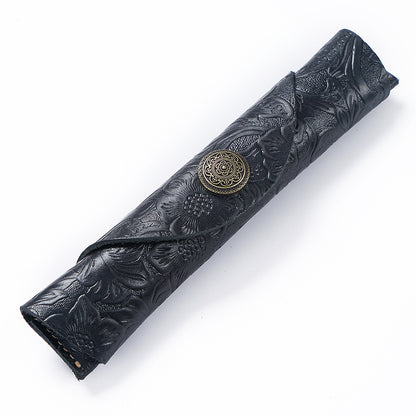 Handmade Roller Embossed Leather Pen Case