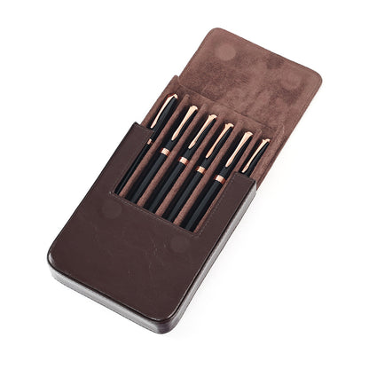 Handmade Detachable Pen Tray 6 Slots Leather Pen Case