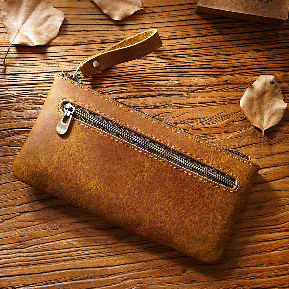 Handmade Zippered Leather Pencil Pouch