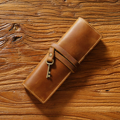 Handmade Curtain Roller Leather Pencil Pouch