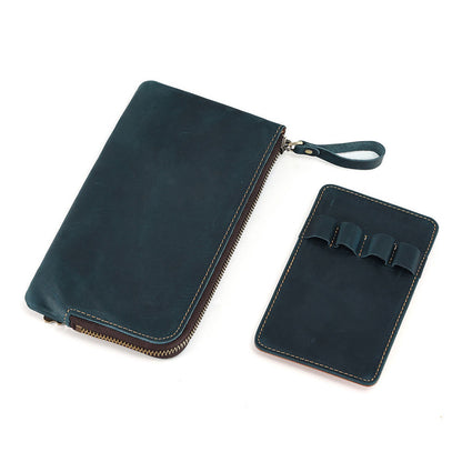 Handmade 4 Slot Clip Board Leather Pen Case