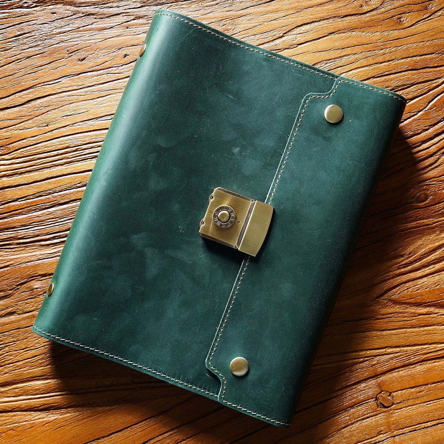 Handmade 6 Ring Binder Password Lock A5 Leather Journal