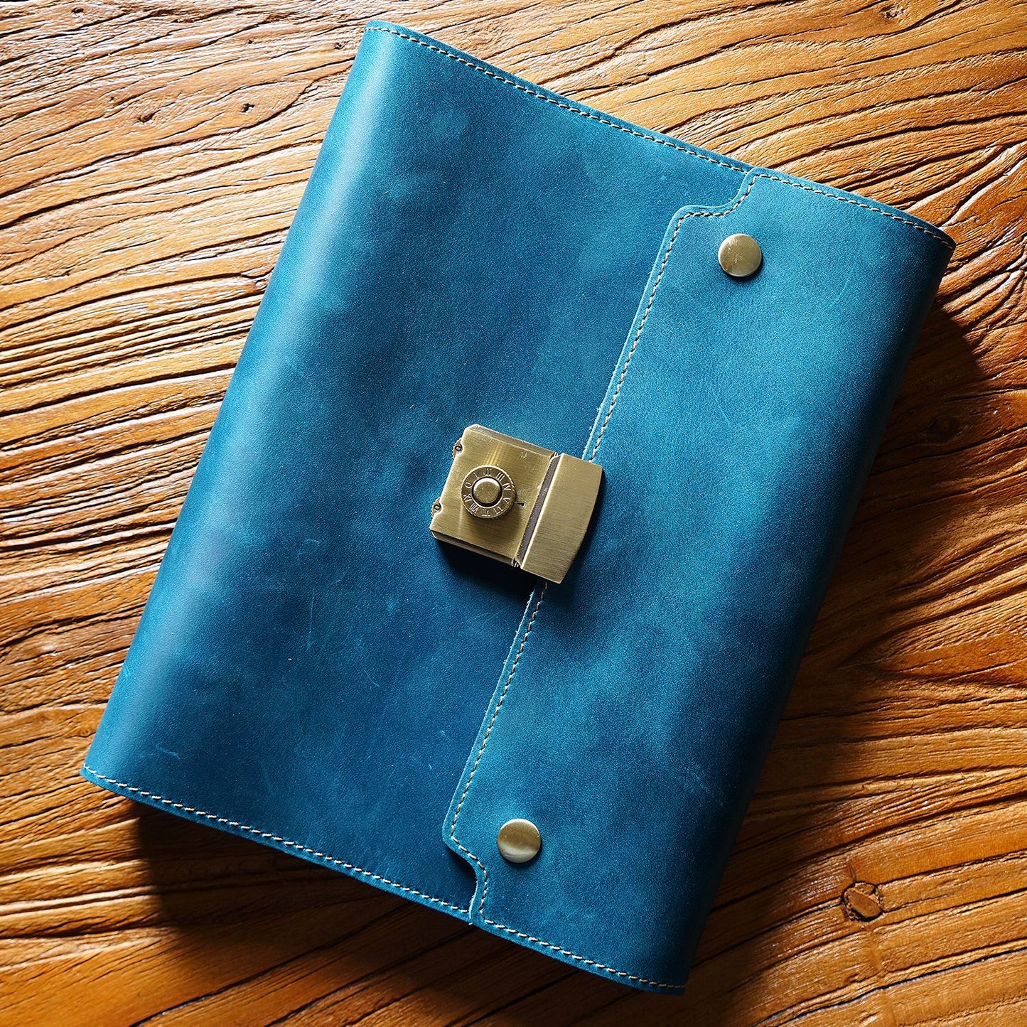 Handmade 6 Ring Binder Password Lock A5 Leather Journal