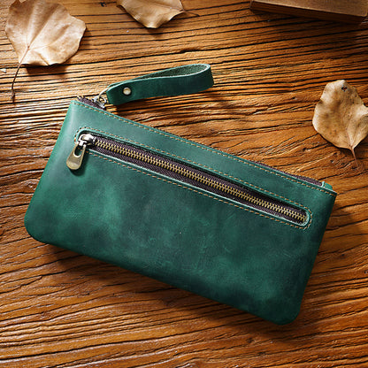 Handmade Zippered Leather Pencil Pouch