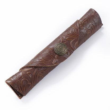 Handmade Roller Embossed Leather Pen Case