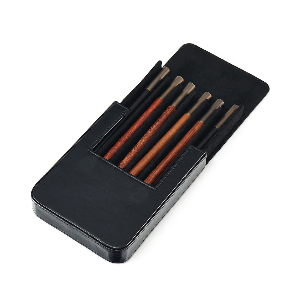 Handmade Detachable Pen Tray 6 Slots Leather Pen Case