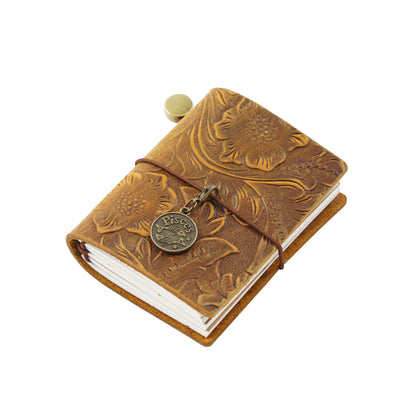 Handmade Mini Embossed Leather Refillable Journal