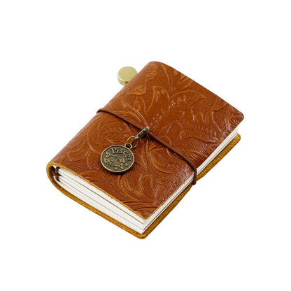 Handmade Mini Embossed Leather Refillable Journal