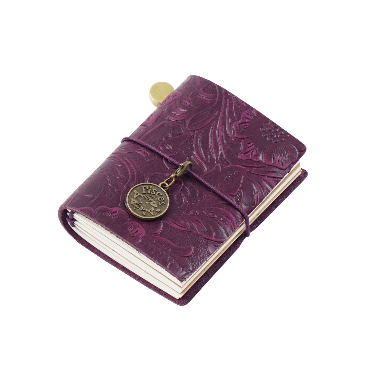 Handmade Mini Embossed Leather Refillable Journal