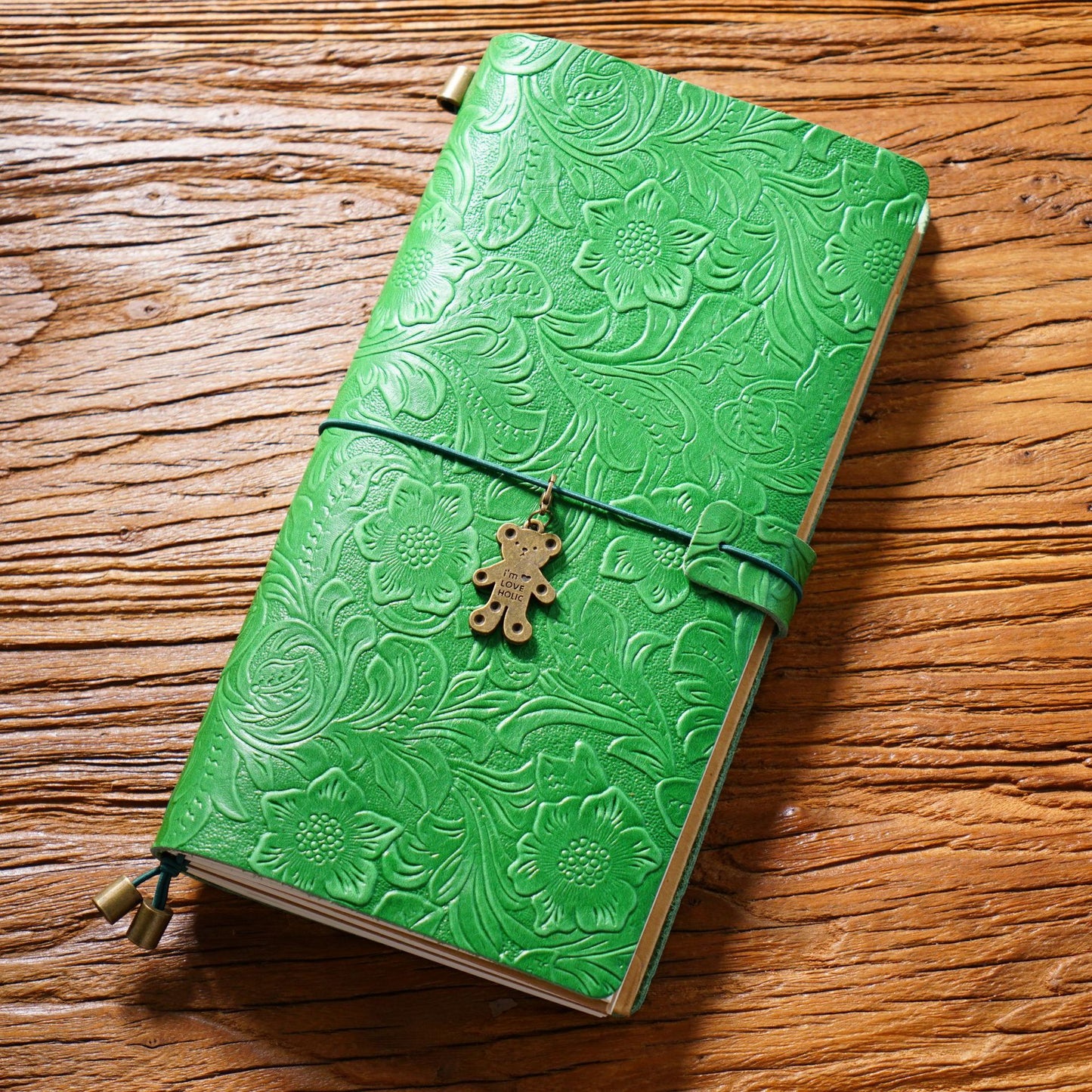 Handmade Regular Size Flower Emboss Refillable Leather Journal