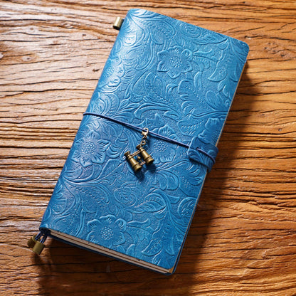 Handmade Regular Size Flower Emboss Refillable Leather Journal