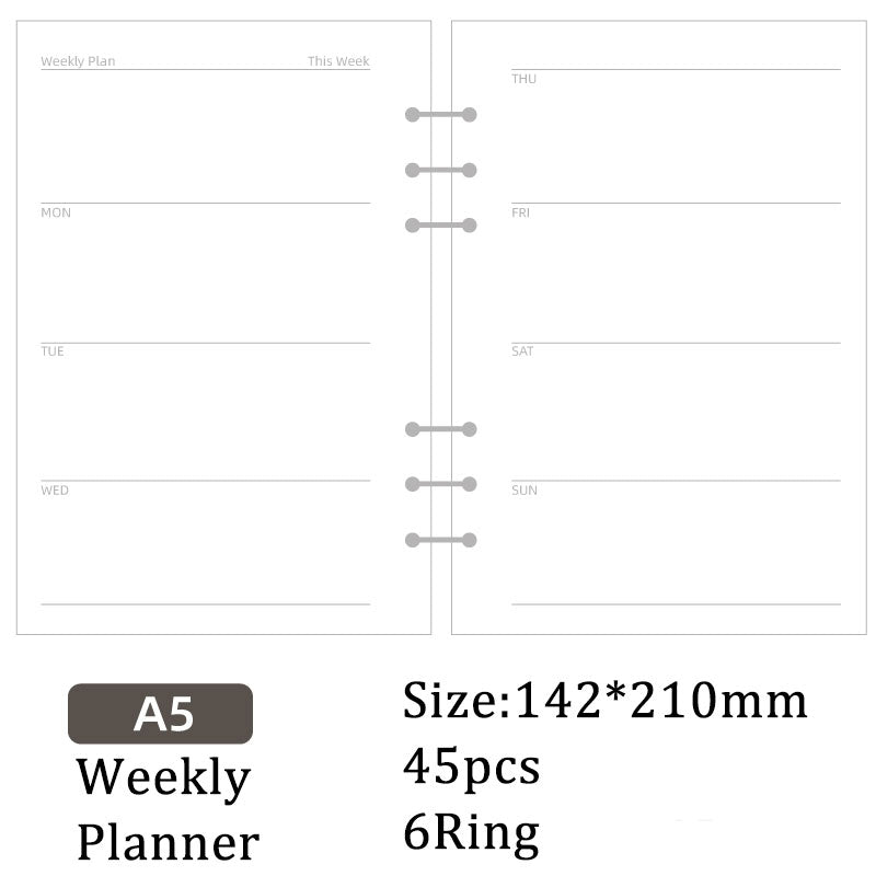 Replacement 6 Ring Binder Planner A5 Notebook Paper