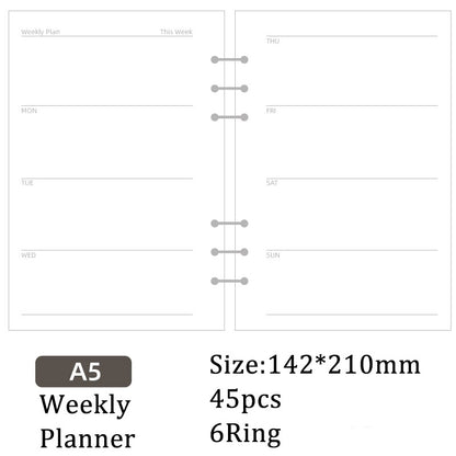 Replacement 6 Ring Binder Planner A5 Notebook Paper