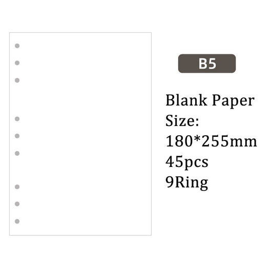 Replacement 9 Ring Binder B5 Notebook Paper