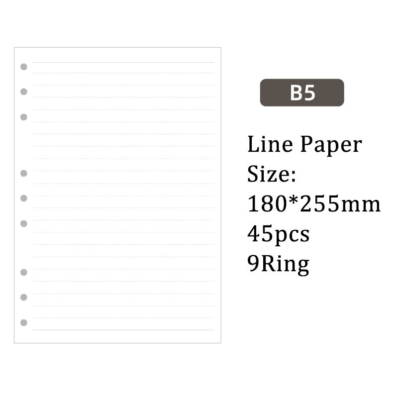 Replacement 9 Ring Binder B5 Notebook Paper