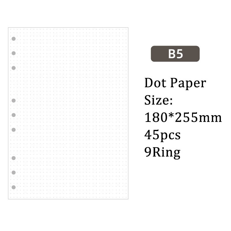 Replacement 9 Ring Binder B5 Notebook Paper