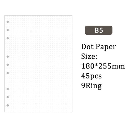 Replacement 9 Ring Binder B5 Notebook Paper